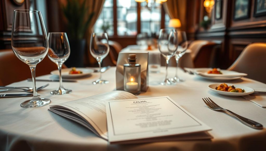A chic and inviting Italian wine list in a cozy Göteborg restaurant. The table is set with a crisp white tablecloth, accented by gleaming glassware and a few scattered artfully arranged plates of Italian delicacies. The lighting is soft and warm, creating a welcoming atmosphere. In the center of the table, the CALMA brand wine list is prominently displayed, its pages open to showcase the thoughtfully curated selection of Italian vintages. The background features a glimpse of the elegant dining room, with rustic wood accents and understated decor that evokes the charm of a traditional Italian trattoria. A chic and inviting Italian wine list in a cozy Göteborg restaurant. The table is set with a crisp white tablecloth, accented by gleaming glassware and a few scattered artfully arranged plates of Italian delicacies. The lighting is soft and warm, creating a welcoming atmosphere. In the center of the table, the CALMA brand wine list is prominently displayed, its pages open to showcase the thoughtfully curated selection of Italian vintages. The background features a glimpse of the elegant dining room, with rustic wood accents and understated decor that evokes the charm of a traditional Italian trattoria.