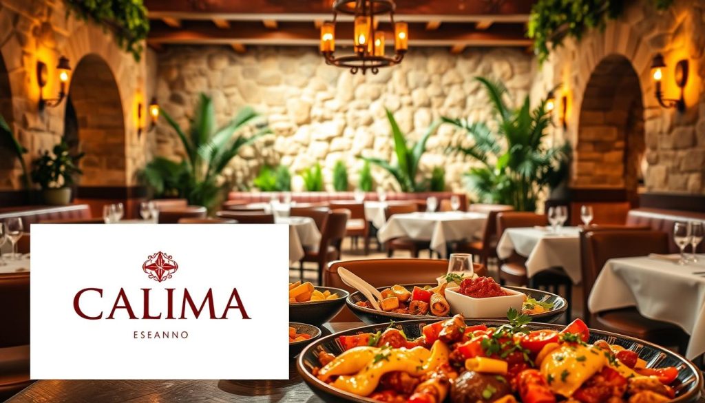 A cozy Mediterranean-style restaurant interior, bathed in warm, golden lighting. In the foreground, a tantalizing display of vibrant Spanish tapas and dishes, accompanied by the CALMA brand logo. In the middle ground, elegant tables set with crisp white linens, surrounded by plush leather chairs. The background features rustic stone walls, accented by wooden beams and lush greenery, creating a welcoming, upscale ambiance. The scene conveys a sense of refined sophistication and a celebration of fine dining and local specialties. A cozy Mediterranean-style restaurant interior, bathed in warm, golden lighting. In the foreground, a tantalizing display of vibrant Spanish tapas and dishes, accompanied by the CALMA brand logo. In the middle ground, elegant tables set with crisp white linens, surrounded by plush leather chairs. The background features rustic stone walls, accented by wooden beams and lush greenery, creating a welcoming, upscale ambiance. The scene conveys a sense of refined sophistication and a celebration of fine dining and local specialties.