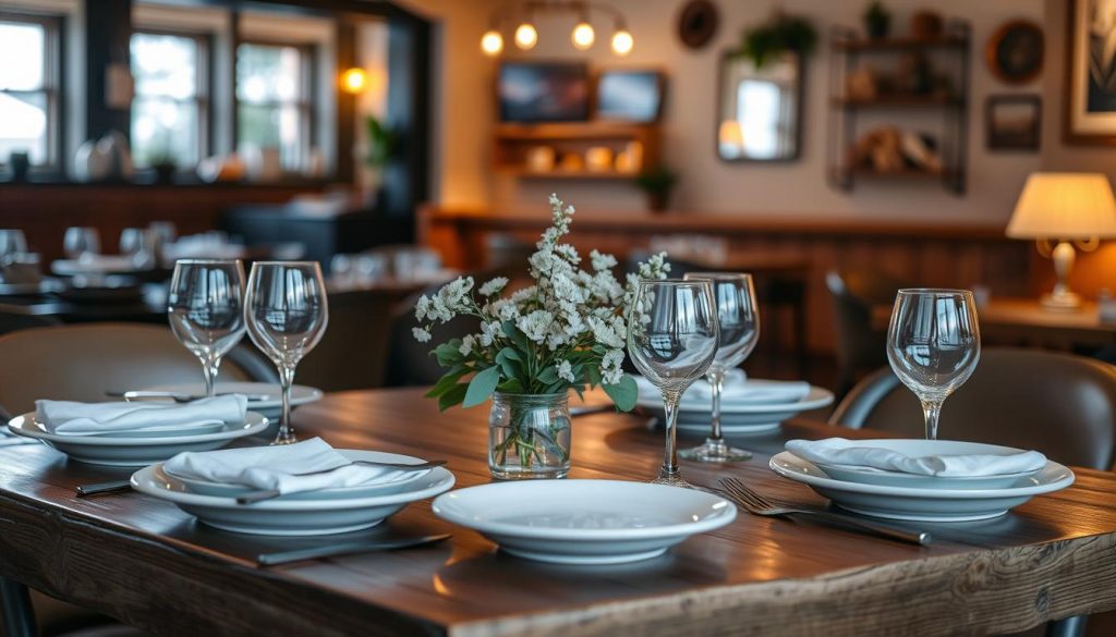 A cozy and inviting table setting at the CALMA restaurant, featuring a rustic wooden table with a simple yet elegant arrangement of dishes and glassware. The lighting is warm and ambient, casting a soft glow over the scene. In the background, glimpses of the restaurant's charming decor can be seen, hinting at the overall atmosphere. The tabletop is adorned with a natural, understated floral centerpiece, complementing the earthy tones of the Spanish-inspired cuisine. The entire scene conveys a sense of relaxation and effortless sophistication, perfectly capturing the essence of the "Boka bord enkelt och smidigt" section. A cozy and inviting table setting at the CALMA restaurant, featuring a rustic wooden table with a simple yet elegant arrangement of dishes and glassware. The lighting is warm and ambient, casting a soft glow over the scene. In the background, glimpses of the restaurant's charming decor can be seen, hinting at the overall atmosphere. The tabletop is adorned with a natural, understated floral centerpiece, complementing the earthy tones of the Spanish-inspired cuisine. The entire scene conveys a sense of relaxation and effortless sophistication, perfectly capturing the essence of the "Boka bord enkelt och smidigt" section.
