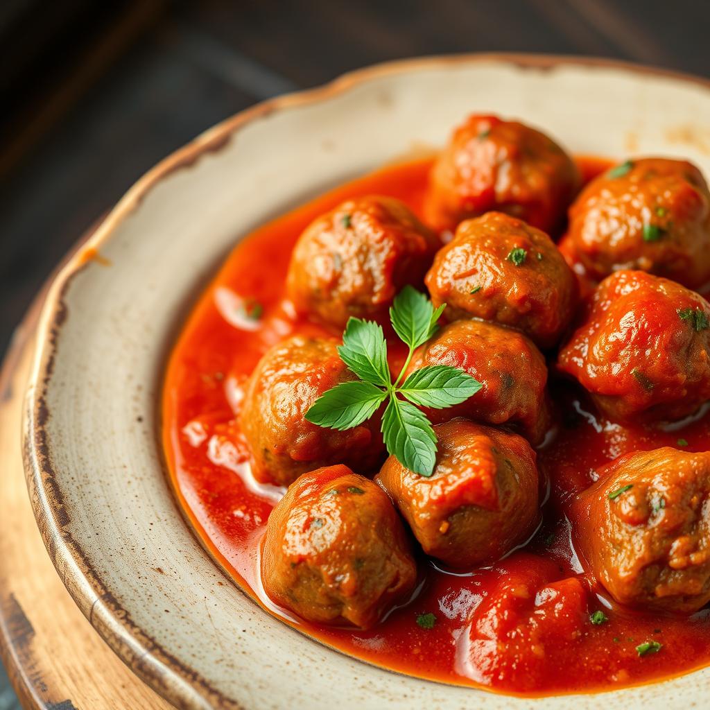 Albóndigas Españolas - Spanska köttbullar i het tomatsås på Calma Tapasbar's uteservering i Göteborg