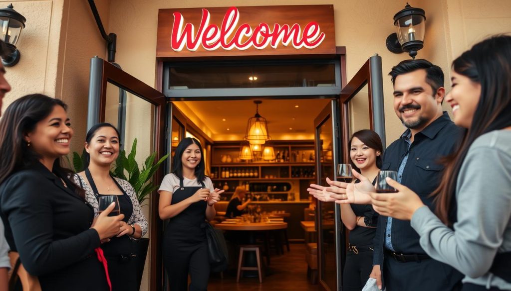 Leende personal välkomnar gäster på Calma spansk restaurang Göteborg Leende personal välkomnar gäster på Calma spansk restaurang Göteborg