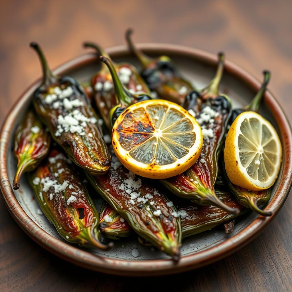 Padrones Fritos - Grillade padronpaprikor på Calma Tapasbar's uteservering i Göteborg